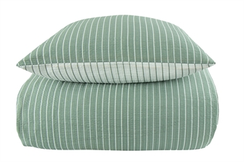 Bedding 200x200 cm - Seersucker bedding - Green & white striped bedding - 2-in-1 design - By Night bedding set