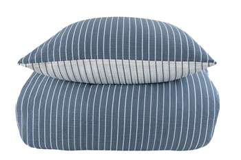 Seersucker bedding - 150x210 cm - Striped bedding in blue and white - 2-in-1 design - By Night bedding in crepe