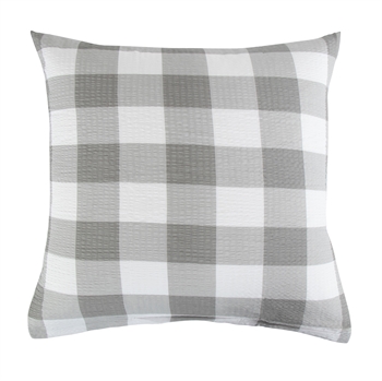 Cushion Cover 60x63 cm - Seersucker - Check Grey - 100% Cotton - By Night