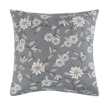 Pillowcase 60x63 cm  - Grey Leaves - Grey -  Seersucker