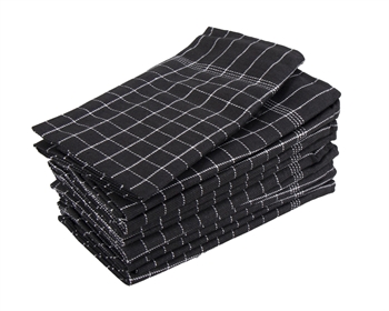 30 pcs. Kitchen tea towels - 50x70 cm black tea towels with white chequered pattern