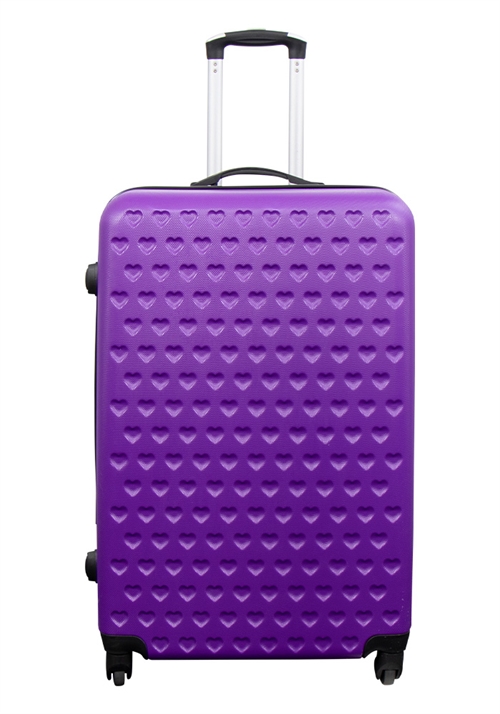 Large suitcase purple with hearts hard-shell suitcase offer - Exclusive travel suitcase