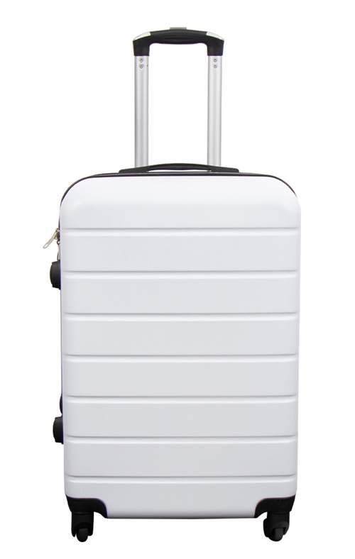 Suitcase - Hard-shell suitcase - Size Medium - White - Practical travel suitcase