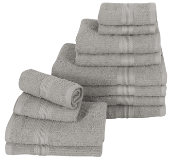 Towel pack - 12 pcs. - Light grey - 100% Cotton - Borg Living 