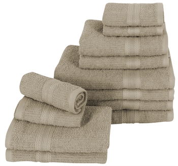 Towel pack - 12 pcs. - Sand - 100% Cotton - Borg Living 