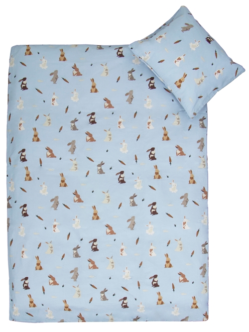 Junior bedding 115x135 cm - Blue with rabbits - 100% cotton bedding set