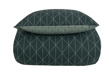 Bedding 140x200 cm - Harlequin green - Reversible bed set - Bed linen in 100% cotton - Borg Living