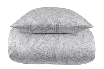 Patterned bedding 150x210 cm - 100% Soft cotton satin - Marble light grey - By Night bed set