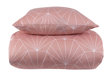 Bedding 140x220 cm - Reversible design in 100% cotton satin - Hexagon peach - Bedding set from By Night