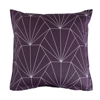 Pillowcase 60x63 cm - Reversible design in 100% cotton satin - Hexagon plum - From By Night