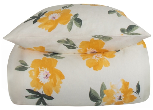 Flannel bedding - 140x200 cm - Floral bedding yellow - 100% Cotton - Gardenia Yellow - Nordstrand Home bedding set