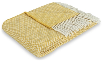 Wool throw with finely combed wool - 130x200 cm - Soft wool blanket featuring a yellow zigzag pattern - By Borg throw