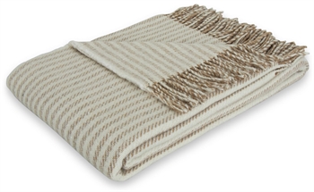 Wool throw with finely combed wool - 130x200 cm - Soft wool throw with beautiful sand-coloured stripes - By Borg throw