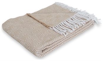 Plaid throw in 100% cotton - 130x200 cm - Soft cotton throw with graphic pattern in mocca from Nordstrand Home