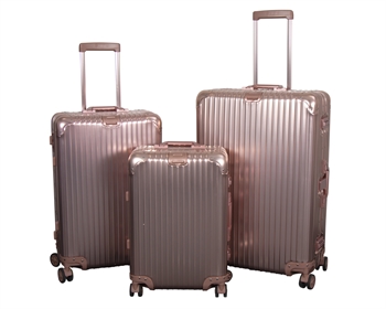 Aluminium suitcases - 3 pcs. Set - Luxurious travel suitcases - Rose gold with TSA lock