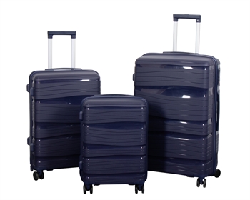 Luggage set - 3 pcs. - Lightweight suitcases - Polypropylene - Waves - Blue luggage set