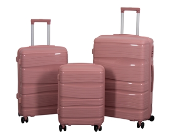 Luggage set - 3 pcs. - Lightweight suitcases - Polypropylene - Waves - Rose luggage set