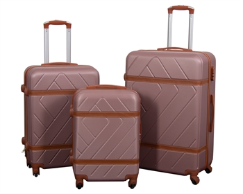 Luggage set - 3 pcs. - Hard-shell travel suitcases - Retro rose - Lightweight suitcases