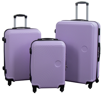 Suitcases - Set of 3 - Exclusive hard-shell luggage set offer  - Light purple circles