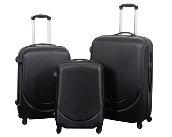 Luggage set - 3 pcs. - Hard-shell travel suitcases - Classic black - Lightweight suitcases