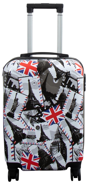 Cabin suitcase - Hard-shell lightweight suitcase - Trolley with motif - London and Paris