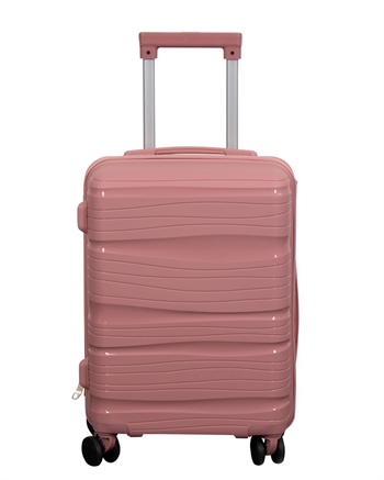 Cabin suitcase - Lightweight suitcase - Polypropylene - Small size - Waves - Rose trolley