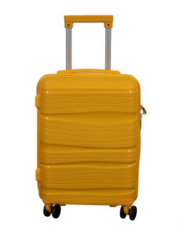 Cabin suitcase - Lightweight suitcase - Polypropylene - Small size - Waves - Yellow trolley