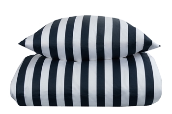 Striped bedding - 140x200 cm - Soft cotton satin - Nordic Stripe - Blue and white bedding set