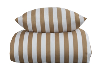 Striped bedding for double duvet - 200x200 cm - Soft cotton satin - Nordic Stripe - Sand and white bedding set