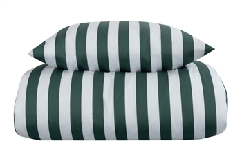 Striped bedding - 140x220 cm - Soft cotton satin - Nordic Stripe - Green and white bedding set