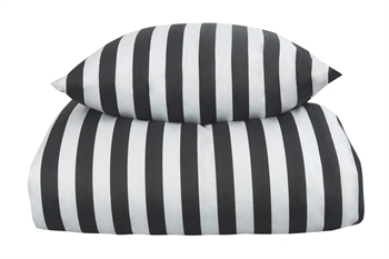 Striped bedding - 140x200 cm - Soft cotton satin - Nordic Stripe - Dark grey and white bedding set