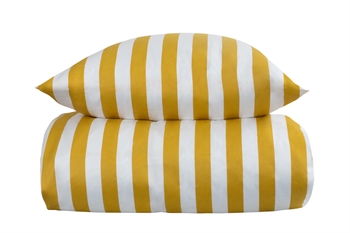 Striped bedding - 140x220 cm - Soft cotton satin - Nordic Stripe - Yellow and white bedding set