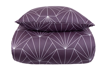 Bedding double duvet - 200x220 cm - Reversible design in 100% cotton satin - Hexagon plum - Bedding set from By Night