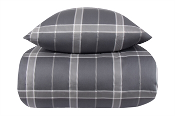 Checked bedding set 140x200 cm - 100% Soft cotton satin - Big Check Grey - By Night bed set