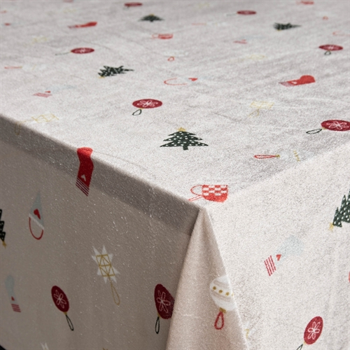 Christmas tablecloth with festive motifs - Crushed velvet tablecloth - Pack of 3 metres