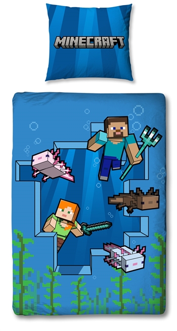 Minecraft bedding - 150x210 cm - Alex and Steve - 2-in-1 design bedding set - 100% cotton 