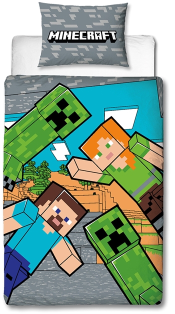 Minecraft bedding - 140x200 cm - Creeper - Duvet cover with a 2-in-1 design - 100% cotton bedding