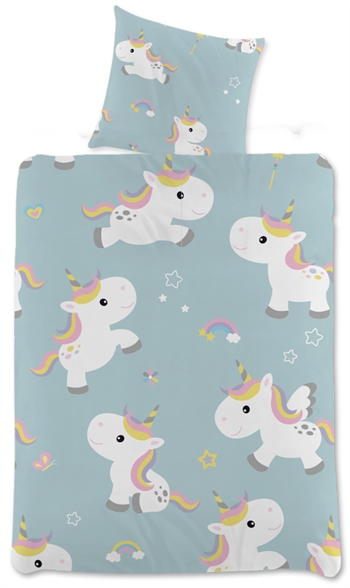 Unicorn bedding - 100x140 cm - Unicorn and rainbow junior bedding - 2-in-1 design - 100% cotton bedding