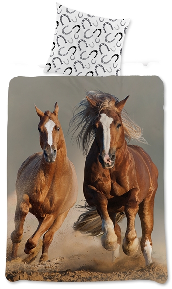 Horse bedding 140x200 cm - Beautiful galloping horses - 100% cotton bedding set