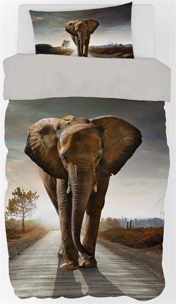 Bedding 140x200 cm - Beautiful duvet cover with large elephant - 100% cotton set