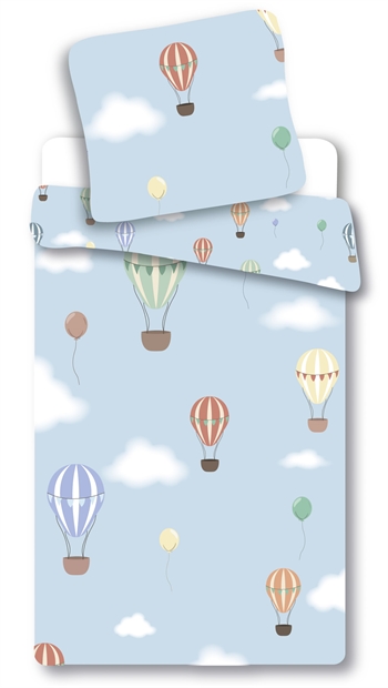 Junior bedding 100x140 cm - Light blue with balloons - 100% cotton