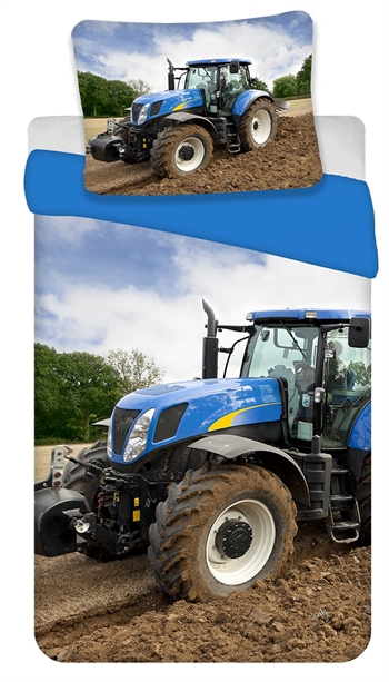 Tractor bedding - 140x200 cm - bedding set with blue tractor - 100% cotton