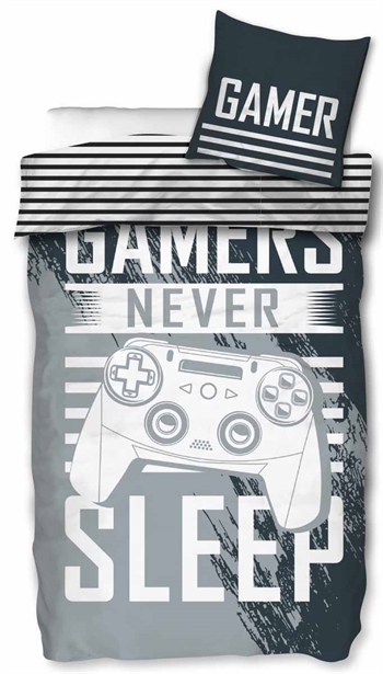 Gamer bedding - 140x200 cm - Gamers never sleep - Duvet cover with 2-in-1 design - 100% cotton bedding set 