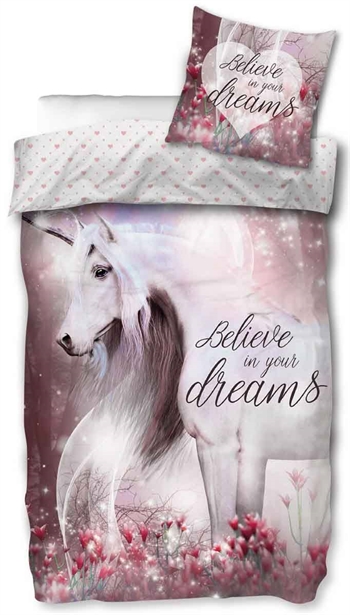 Unicorn bedding set - 140x200 cm - Believe in your dreams - Duvet cover with 2-in-1 design - 100% cotton bedding set