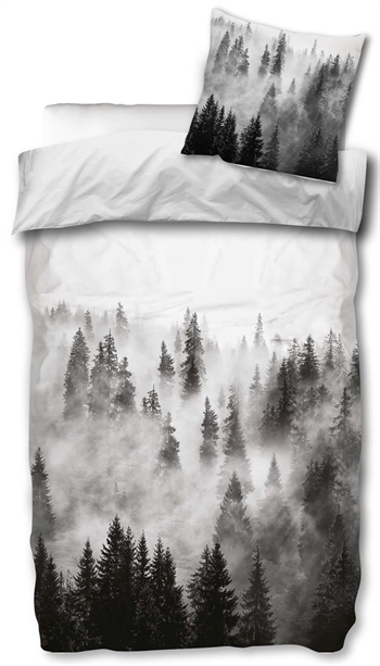 Bedding 140x200 cm - Bedding with tree landscape - 100% cotton - Black and white bedding set