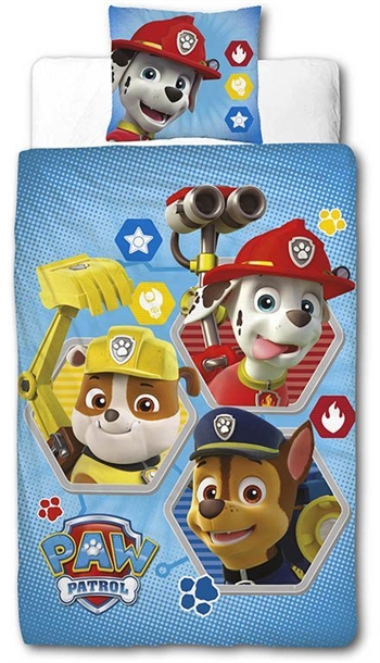 Paw Patrol bedding - 140x200 cm - Marshall, Rubble and Chase -   Bed set with 2-in-1 design - 100% cotton