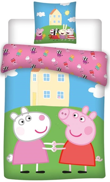 Peppa Pig Bedding - 140x200 cm - Peppa Pig and Frida Bed set - 2-in-1 design - 100% cotton