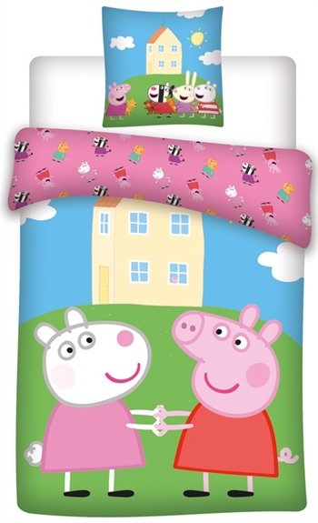 Peppa Pig Junior bedding 100x140 cm - bed set with Peppa Pig and Frida Får - 2-in-1 design - 100% cotton