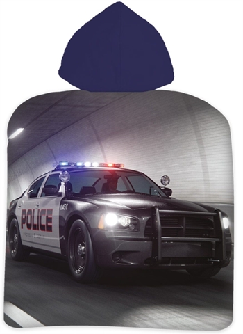 Towelling poncho - Children\'s towel - Police car - 50x100 cm - 100% Cotton