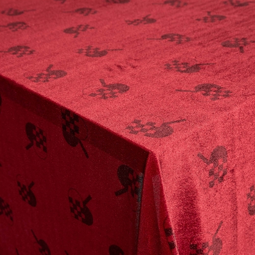 Red Christmas tablecloth with hearts - Crushed velvet tablecloth - Pack of 3 metres